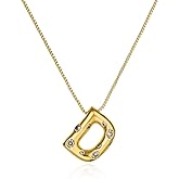 Cicy Bell Initial Necklace for Women 14k Gold Plated Cubic Zirconia Trendy Personalized Dainty Letter Pendant Necklace Gifts