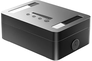 STARSIKI Metal Time Lock Box with Emergency Unlocking, Phone Timed Locked Box with Timer, Timed Locking Container, Audio Prompt, Self-Discipline Gift, 365 Days Max for Cellphone/iPad Mini/Medication