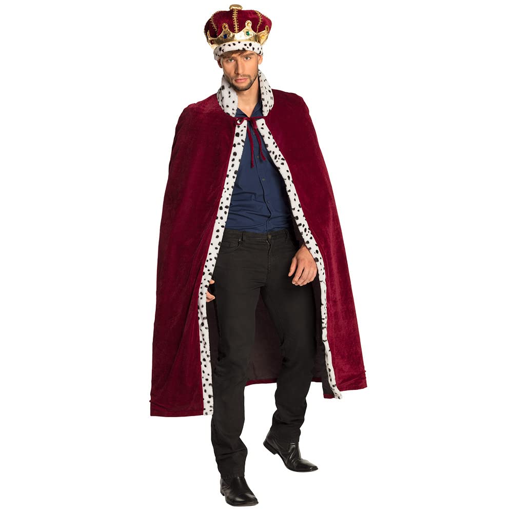 Boland 10203599 Kostümset 36104 Costume Majesty, Hat and Royal Coat Set Duke for Adults, Crown and Cape Made of Plush, Carnival, Theme Party, Multicoloured, 140 (EU)