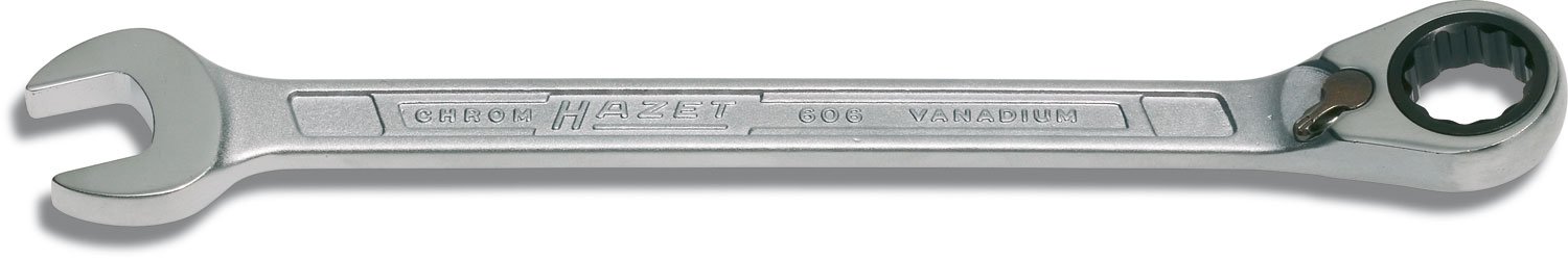 HAZET 606-9 143 mm 12-Point Traction Profile Ratcheting Combination Wrench - Chrome-Plated