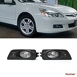 Pentair 2pcs Aftermarket JDM Clear Lens Fog Lights Kit With Light Bulbs+Cover+Switch+Wiring Harness+Relay+Bracket & Necessary Mounting Hardware For 2006-2007 Honda Accord 4-Door Sedan Model