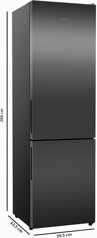 Frigorífico Combi Bolero CoolMarket Combi 356i Dark E. 200cm de Alto, 59,5 cm de Ancho, Clase E, Tecnología Multi Airflow, FreshnessFlex y HumidityFlex HUB, Dark Inox