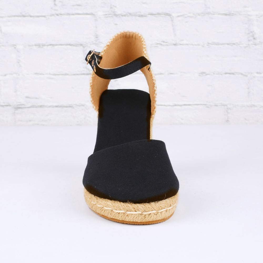 LAICIGO Womens Closed Toe Wedge Espadrille Sandals Platform Ankle Strap High Heel Summer Shoes - Image 4
