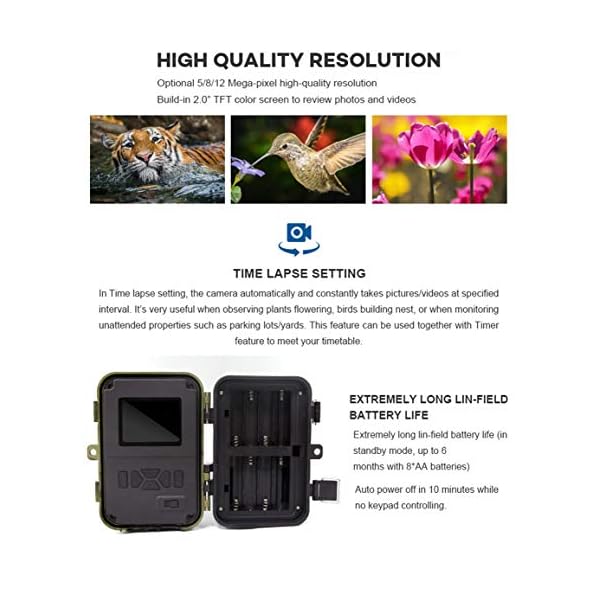 Tierkamera Wildkamera Fotofalle Jagdkamera Spielkameras Trail Wildlife Kamera 12MP 1080P HD Nachtsicht 2 '' LCD Display… – Bild 6