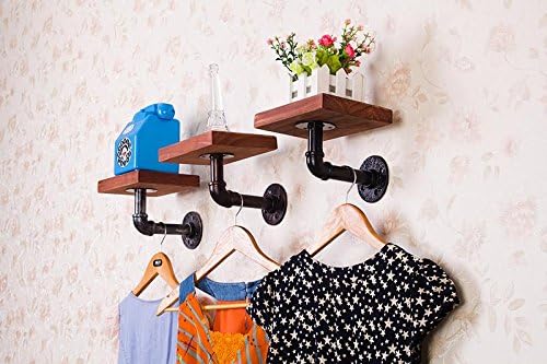 Wendy JINGQ 3Pcs 20ร15cm Industrial Black Iron Pipe Shelf Bracket Wall Mounted Floating Shelf Hanging Wall Hardware Steampunk Decor for Custom Shelf Plumbing Pipe Shelf Restoration Hardware Shelf