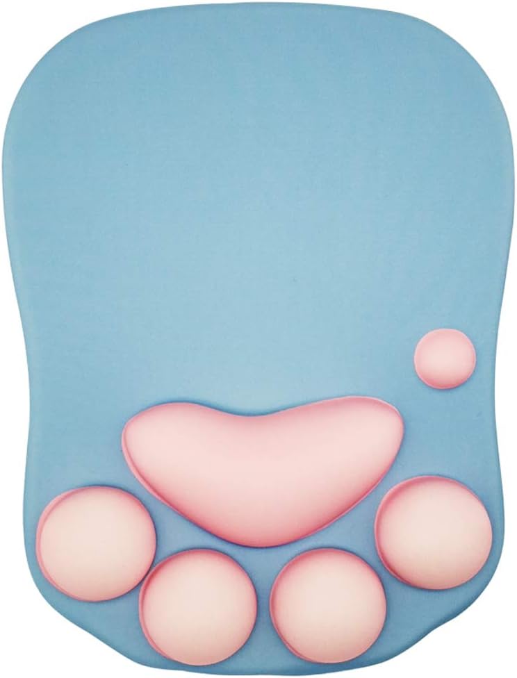 AMYDREAMSTORE Mouse Pad with Wrist Support Ergonomic Soft Silicon Gel Cat Paw 3D Gaming Mousepad Soft Silicone Wrist Rests Animal Mouse Mat for Pc Computer-e 2920cm