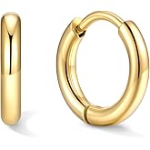 U7 Huggie Earrings, Small Hoop Earrings for Women, Hypoallergenic Stainless Steel Silver/Gold/Black Cartilage Earrings for Christmas Gift (7/8/9/10/12/14/16mm)