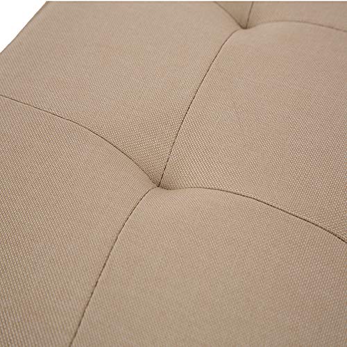 Glitzhome Foldable Linen Storage Ottoman Storage Cubes with Padded Seat Foot Rest, Cream