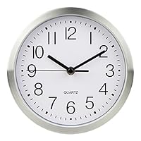 BLRYP Decorative Wall Clock Retro Wall Clock Silent Non-Ticking Quartz Clock Metal Small Clock- 8 Inches Family Room, Office, Meeting Room,Cafes (Color : Silver)