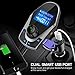Nulaxy Bluetooth Car FM Transmitter Wireless Audio Adapter Receiver Handsfree Voltmeter Car Kit TF Card AUX USB 1.44 Display On/Off Button Folder Play Mode - KM24 Silver