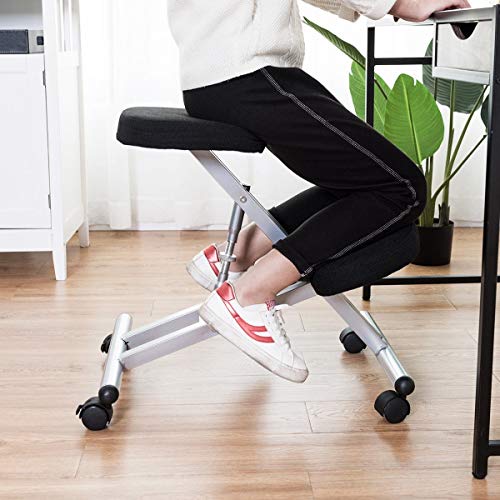 USA_BEST_SELLER Adjustable Height Ergonomic Kneeling Chair Rolling Padded Seat Perfect for Relieving Back and Neck Pain & Improving Posture