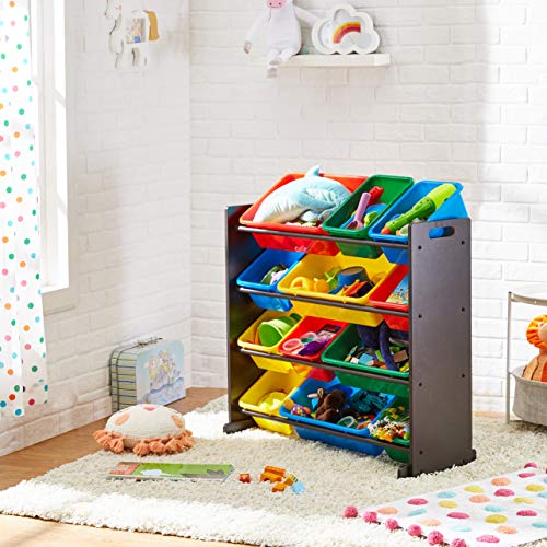 ROCKPOINT Kid‘s origanizer 12 Bins Espresso/Primary Toy Storage