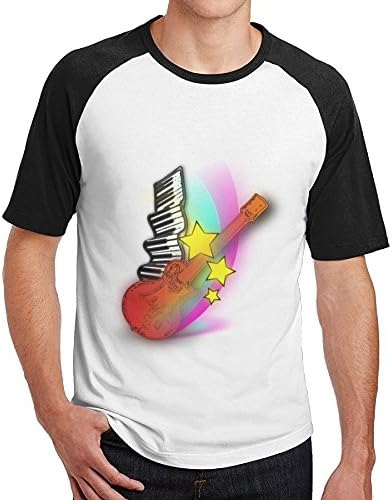 Aiw Wfdnn Music Guitar Rainbow and Stars Antic Man Short-Sleeves Crewneck