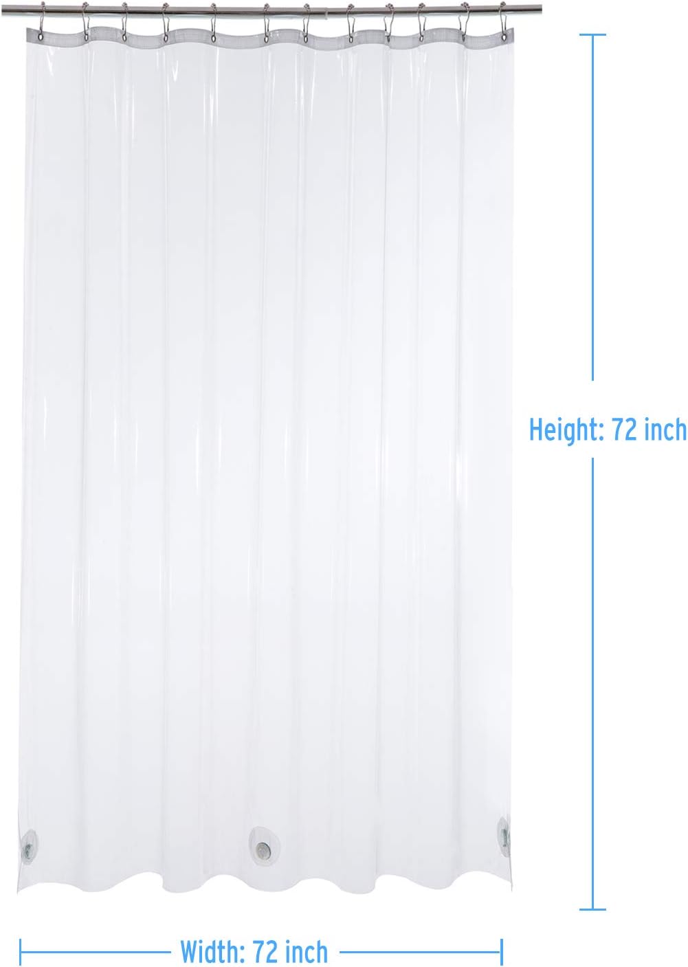 AmazerBath 12 Gauge Heavy Duty Crystal Clear Thick Shower Curtain Liner with Heavy Duty Clear Stones and 12 Grommet Holes Waterproof Bathroom Plastic Shower Curtain Liner-72 W x 72" H: Kitchen & Dining