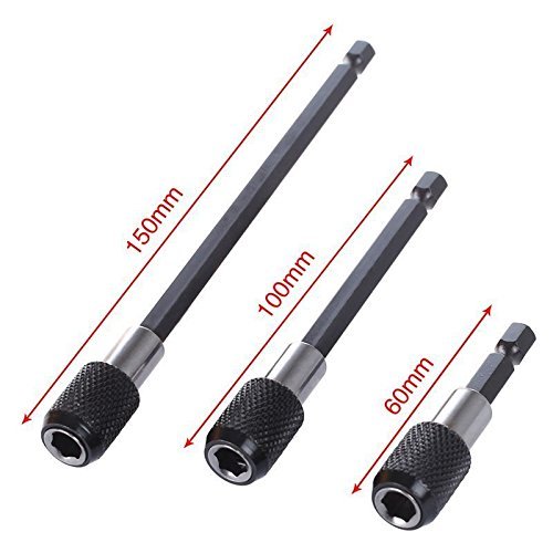 1/4" Hex Shank 105 Degree Right Angle Driver Angle Extension Power Screwdriver Drill Attachment Socket Adapter Bit + 3pcs Quick Release Magnetic Screwdriver Nut Drill Bit Holder Extension Kit Set