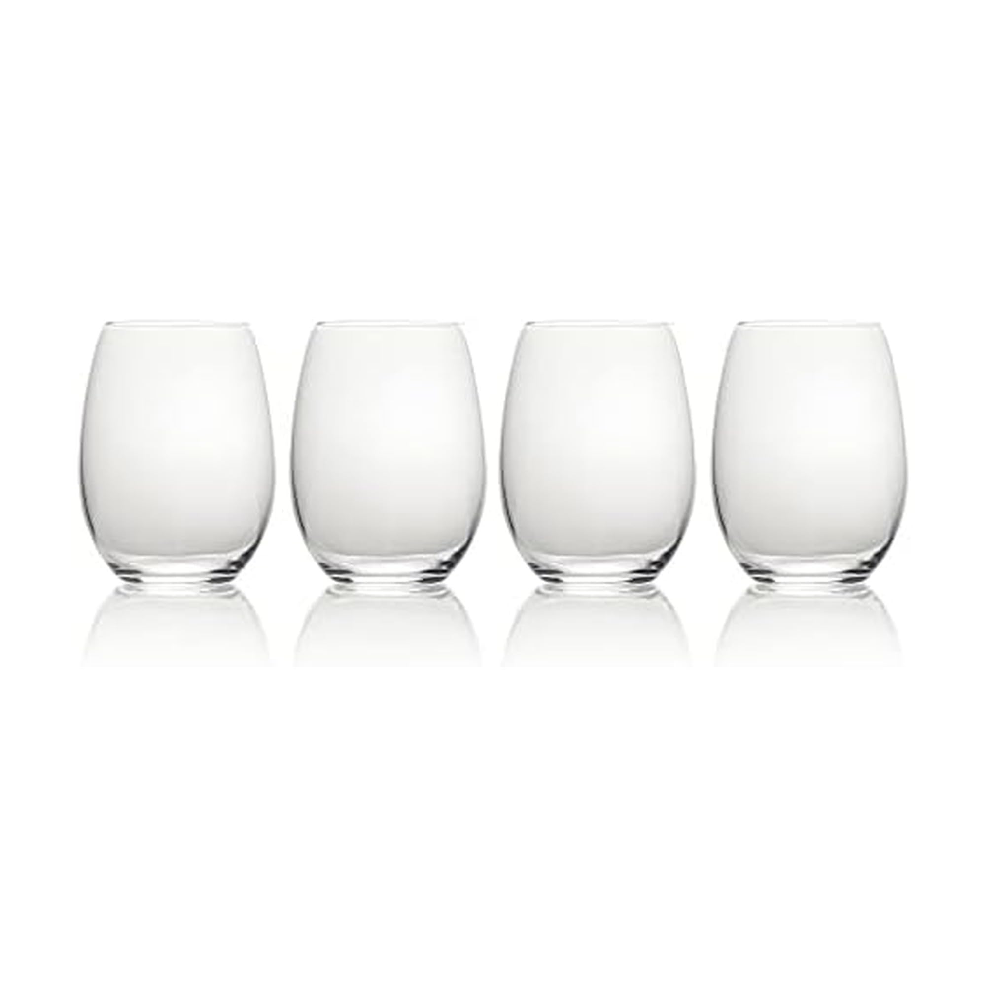 MIKASA Julie Luxury Lead-Free Crystal Stemless Wine Glasses, 560 ml, Clear, Set of 4