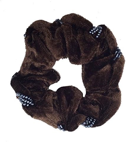1 Pair Hair Scrunchies Velvet (Dark Brown) Elastic Hair Bands Tie Band Ponytail Holder, Hair Scrunchy, Hair Rubber Bands