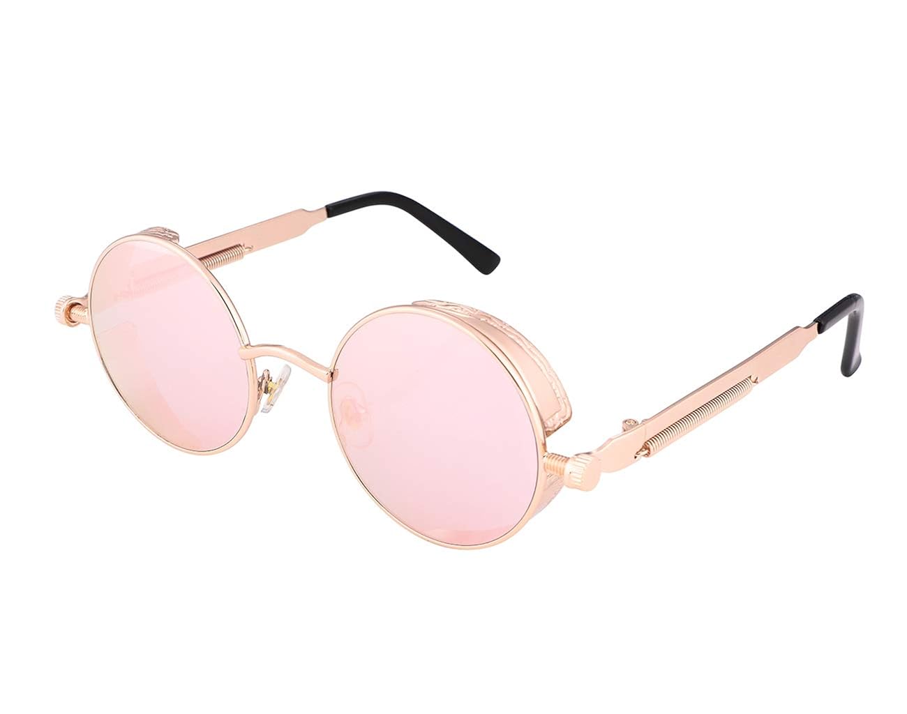 FEISEDY レトロスチームパンクスタイルサングラス Punk 男性 女性 メタルラウンドサングラスユニセックス B1857