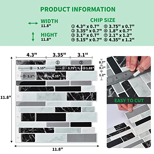 LONGKING 10Sheet Peel and Stick Tile Backsplash, Vinyl 3D Self