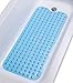 TIKE SMART Extra-Long Non-Slip Bathtub & Shower Mat 39”x16” (Smooth/Non-Textured Tubs Only) Safe, Clean, Machine-Washable, Superior Grip&Drainage, Vinyl, Transparent Light Blue