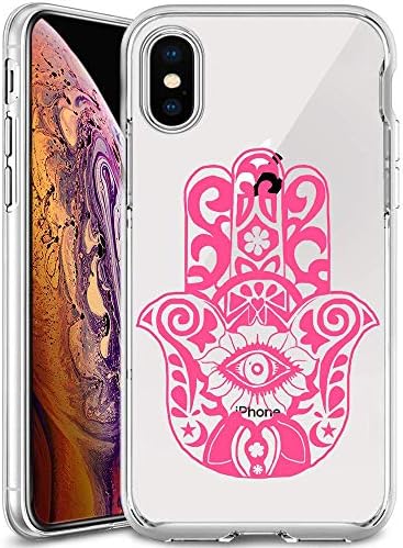 Clear Phone Case Compatible iPhone Xs Max Customized Hamsa Hand Design by MERVELLE TPU Clear Shock-Proof Protective Case [Ultra Slim, Anti-Slippery]