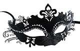 Coddsmz Couple Masquerade Metal Masks Venetian Halloween Costume Mask Mardi Gras Mask (Black+Black)