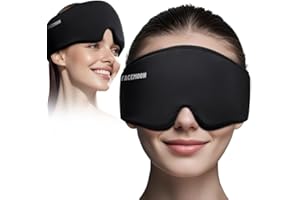 FACEMOON Migraine Relief Gel Eye Mask：FSA/HSA Eligible Cold Compress for Puffy Eyes, Headache & Surgery Recovery – Reusable Cooling Sleep Mask for Hangover – Soft Ice Pack for Tension and Stress Relief (Black)