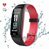 Mgaolo Fitness Tracker Smart Watch Activity Tracker Sports Band Bracelet Waterproof Bluetooth Wristband with Heart Rate Monitor Pedometer Sleep Monitor Calorie Step Counter Blood Pressure(Red)
