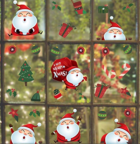 Santa Claus Wall Decals(38 Decals), Bauble Wall Stickers, Christmas Tree Stocking Gift Mistletoe Wall Art for Christmas Day Window Cling Door Bedroom Home Decor - Thumbnail 6