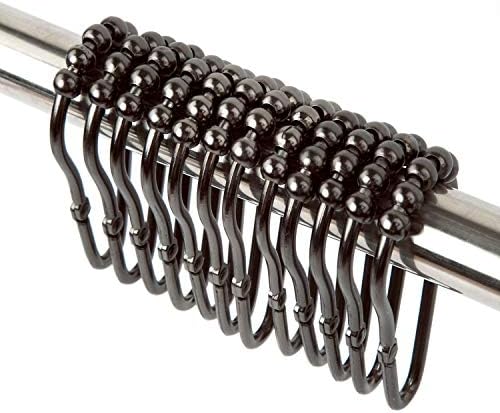 HAUTALL Shower Curtain Rings & Hooks - 100% Stainless Steel Rust-Resistant No Magnetic Wide Curtain Rings for Bathroom Shower Rod Curtains Set of 12 (Bronze)
