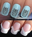 WATER NAIL TRANSFERS DECALS STICKERS TATTOO ART SET #374 & 172. **plus x48 nail tip guides!!** x24 DAY OF THE DEAD MEXICAN SUGAR SKULL OWLS TATTOO WRAPS & x48 FRENCH MANICURE TIP GUIDES! CAN BE USED WITH NATURAL GEL ACRYLIC STICK ON NAILS! OR WITH GLITTER DUST CAVIAR BEADS ALLOYS DECORATIONS CONFETTI FIMO SHAPES TAPE PENS RHINESTONES!
