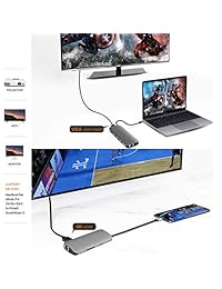 USB C Hub,9-in-1 Type C Adapter with 4K HDMI,60HZ VGA, 1Gbps RJ45 Ethernet, 3 USB 3.0 Port, SD TF Card Reader,60W PD Charging Port for Mac Pro Air and Type C Windows Laptops