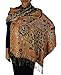 Peach Couture Floral Bird Print Reversible Double Layered Pashmina Wrap Shawl Scarf Grey