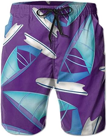 PITI Swim Sunfish Sailboat Men Swim Beach Shorts Swim Pants With Pockets