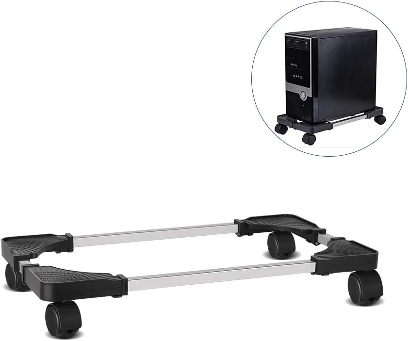 Retyion Mobile CPU Stand Adjustable Computer Tower Stand with Locking Caster Wheels Under Home Office Desk (Black) : Office Products