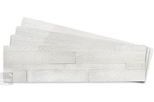 Tic Tac Tiles Peel and Stick Self Adhesive Removable Stick On Kitchen Backsplash Bathroom 3D Stone Tiles (1-Sheet) (Natural White)