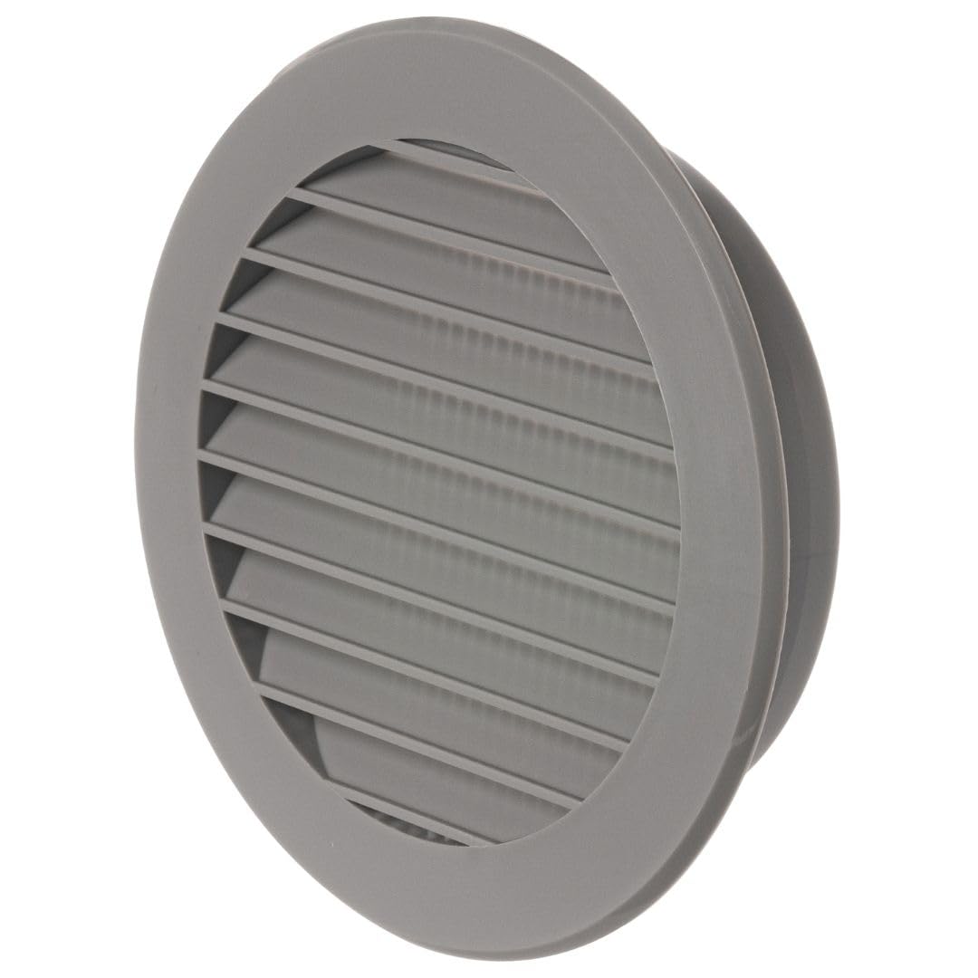 Ø 100mm / 4 inch Grey Plastic Ventilation Grille - Round Air Vent Cover