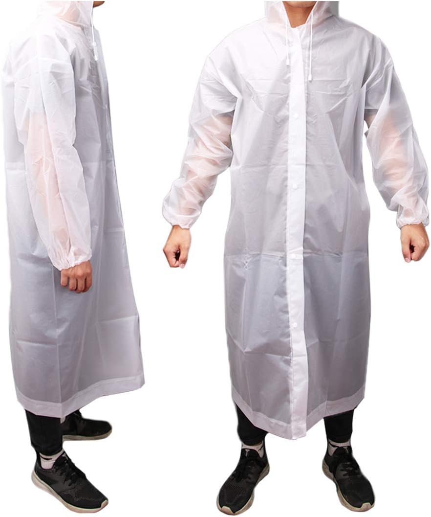 MAGARROWOutdoor Rain Poncho Waterproof Lightweight Raincoat Poncho with Adjustable Hood for Men Women Adult Outdoor Cycling Camping Hiking (White- 3pcs)