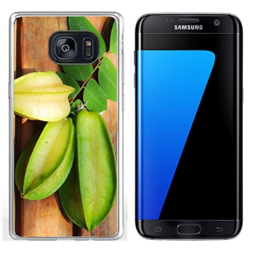 Luxlady Samsung Galaxy S7 Edge Clear case Soft TPU Rubber Silicone IMAGE ID 31387342 carambola Starfruit on wood background