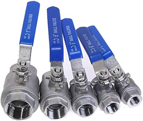 1Pcs Female Stainless Steel SS304 2P Full Port Ball Valve With Vinyl Handle Thread Valves Max 1000Psi ON-OFF Plumbing Supply 1/2"