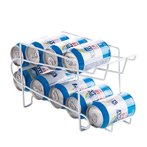 Mural Art Space Saving Soda Beer Can Beverage Dispenser Organizer Rack Double Layers Sturdy Iron Shelf Rack for Refrigerator and Table Top