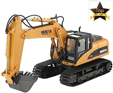 HUAXING RC Excavator 1/14 15CH 680 Degree Rotation Alloy Bucket Construction Vehicle Toy with Music and Light Children's Boys RC Truck Toys Gifts RC Engineering car Tractor