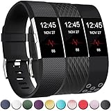 GEAK Adjustable Sports Replacement Bands for Fitbit Charge 2 3Pack Large Sport Black/Classic Black/Diamond Black
