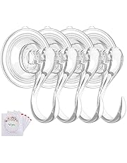 Suction Cup Hooks, VIS'V Small Clear Reusable Heavy Duty Vacuum Suction Cup Hooks with Cleaning Cloth Strong Window Glass Kitchen Bathroom Hooks for Towel Loofah Utensils Wreath Decorations - 4 Packs