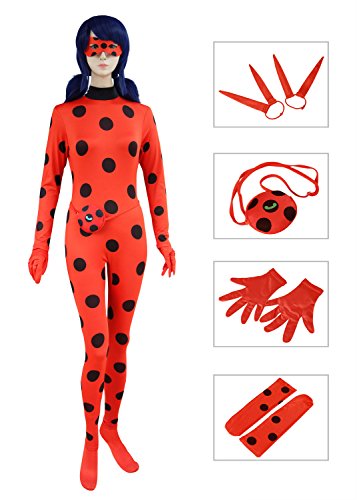DAZCOS Women's Red for Ladybug Costume Adult Cosplay Jumpsuit