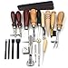 Angelakerry 1set(18pcs) Leather Hand Sewing Carving Tool Set Stiching Leather Tooling Kit for Beginner