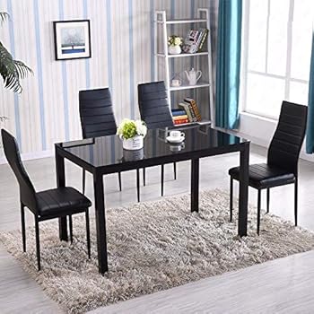 Amazon Com Homesailing Black 5 Pieces Dining Room Set 4 Faux