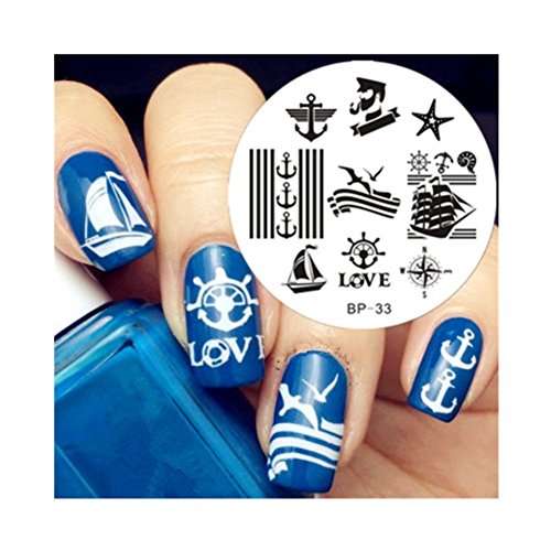 Born Pretty Nail Art Stamping Plates Template Image Plate Sailors and Sea Sailing Theme BP33