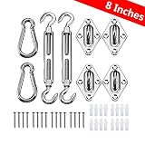 Ollieroo Shade Sail Hardware Kit Sun Sail Hardware Kit for Rectangle and Square Sun Shade Sail Installation 8 Inches Silver with Screws for Deck Garden Lawn Patio