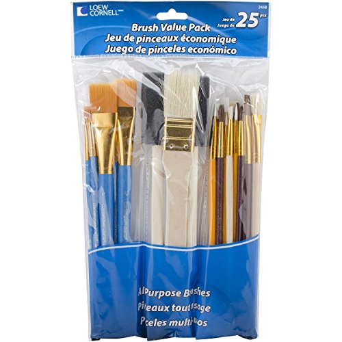 Loew-Cornell 245B Brush Set, Pack of 25, Multi Color (2 Packs)